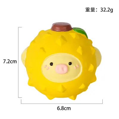Latex Dog Toy Set, Squeaky, Bite-Resistant, Fruit and Animal Shapes - 7