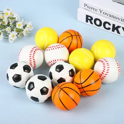 63 mm PU Köpük Dekompresyon Stres Topu, Çocuklar İçin Futbol Basketbol Tenis - 2