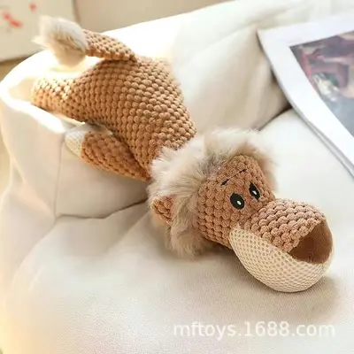 Durable Squeaky Dog Toy, Rope Knot Lizard Plush