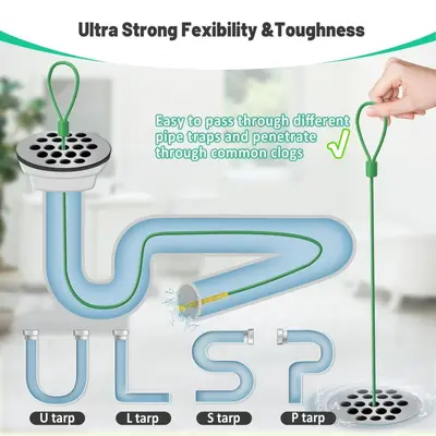 Drain Snake Hair Clearing Hook for Bathroom Pipes, Floor Drain and Kitchen Sink