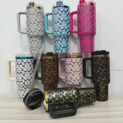 Stainless Steel Insulated Mug with Straw, Large Capacity with Handle
