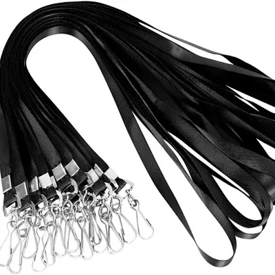Ausweisband aus gewebtem Polyester mit Drehhaken und Clip