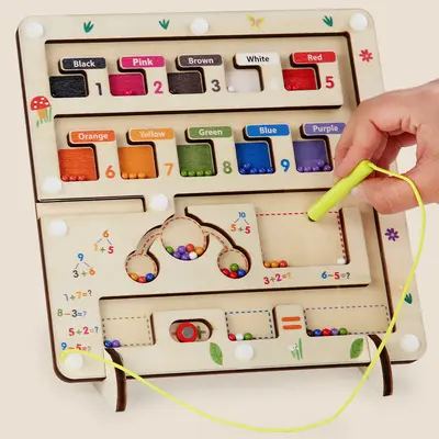 Wooden Magnetic Bead Maze Sorting Color Classification Toy