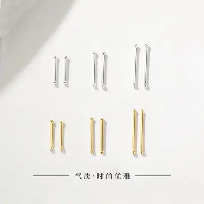 Kadınlar için S999 saf gümüş kulak piercing küpe gümüş küçük mini çift uçlu kulak sopa kulak kemik çivi basit kulak iğne küpe