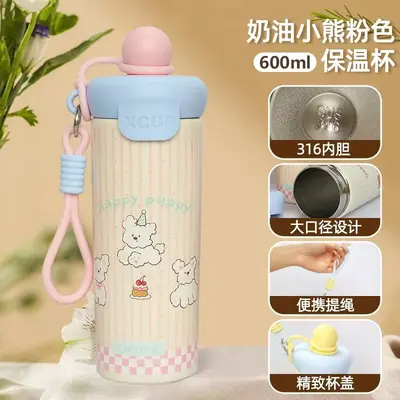 316 Paslanmaz Çelik Vakumlu Termos Bardak, Pipetli, 500 ml - 8