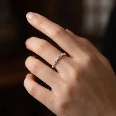 S925 Sterling Silver Hollow Interwoven Ring Women Mini