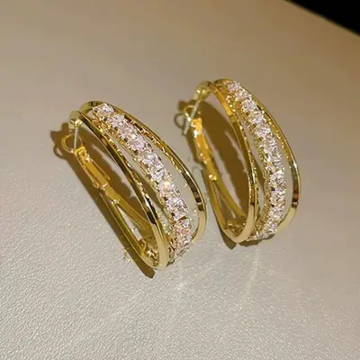 Diamond ear studs for women, elegant design