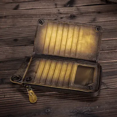 Herrenbrieftasche aus Baumrindenleder lang mit Reißverschluss - 3