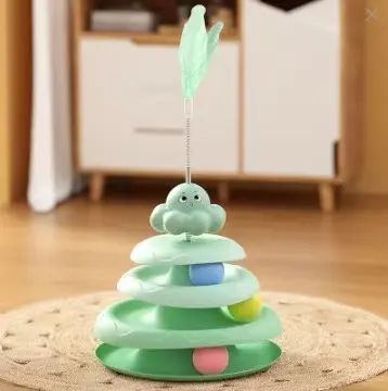 Octopus Cat Toy with Turntable and Feather Teaser Wand, Self-Play - 9