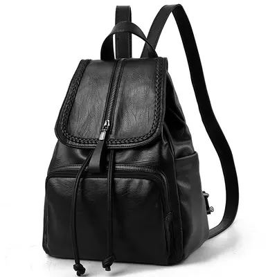 Women's Soft Leather Backpack Academy Style Large Capacity - 6