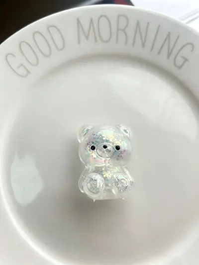 Iridescent Glitter Transparent Bear Squishy Stress Toy - 7
