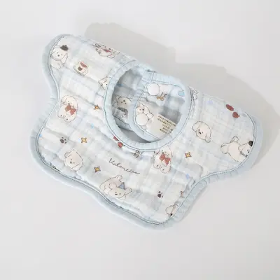 Baby Drool Bib, Class A Pure Cotton, Colored Edge Petal Print - 8