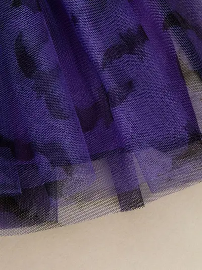 Halloween Girls Dress with Flying Sleeves, Black and Purple Knit Ghost Bat Print