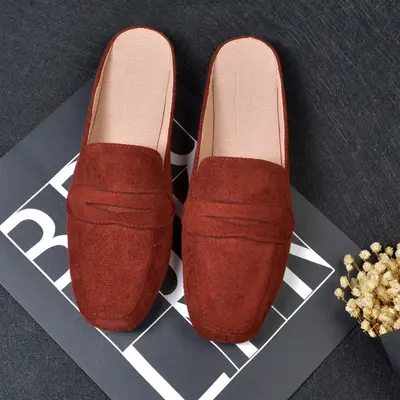 Women's Flat Half Slippers with Square Toe, Casual Mules Shoes, Plus Size 41-44 - 8