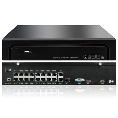 16 kanallı POE NVR video kaydedici H265 HD