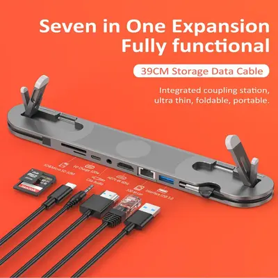 Type-C notebook standı, yerleştirme istasyonu, USB3.0, çoklu port - 7
