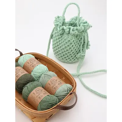 Hollow Cotton Knitting Yarn 2mm Stiff Round Thread for Crochet Bags and Hats