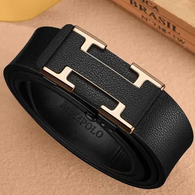 Men's genuine cowhide belt with automatic buckle - 11