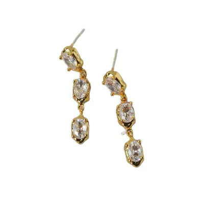 Long Rhinestone Teardrop Earrings for Women, Minimalist Design