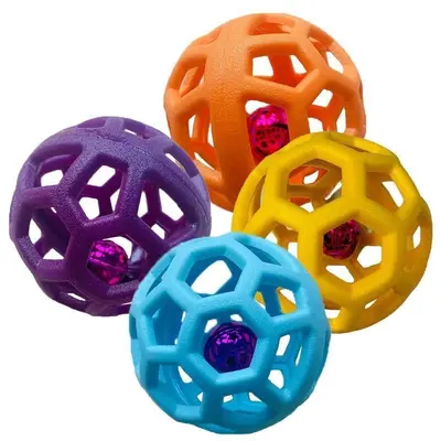 TPR Dog Toy Hollow Ball with Bell, Teeth Cleaning and Training - 3
