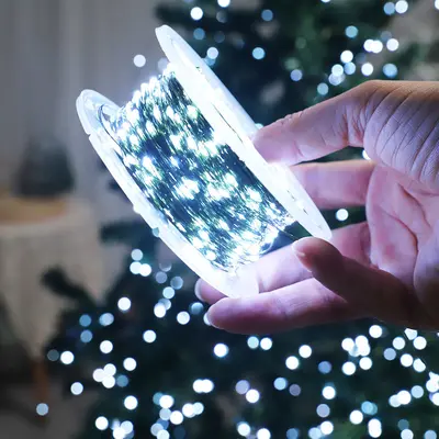 Noel ağacı ışık dize led yıldız dekorasyon atmosfer ışığı koyu yeşil bakır tel ile açık su geçirmez Noel dekorasyon ışıkları