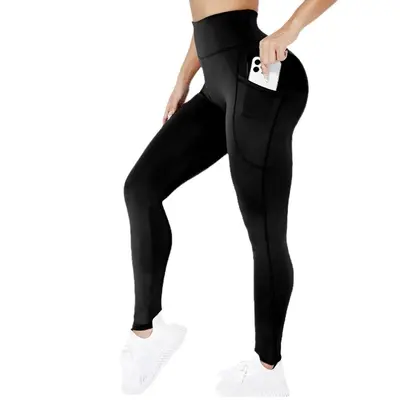 Hochgeschnittene Yogahose mit Tasche, bauchformend und po-liftend