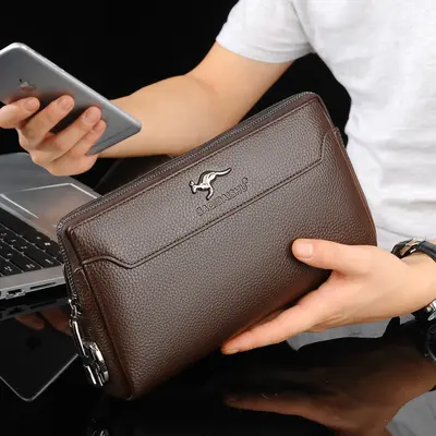 Sachi Kangaroo Men's Clutch Bag with Combination Lock, Soft PU - 4