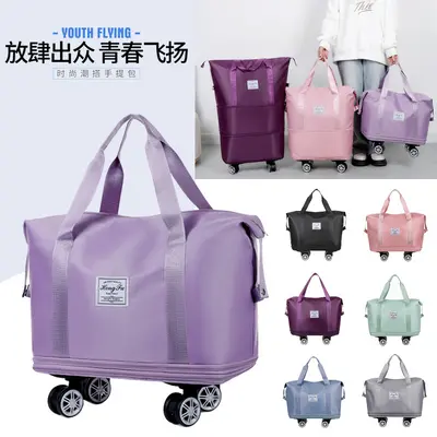 Expandable travel bag, wheeled, foldable, large capacity