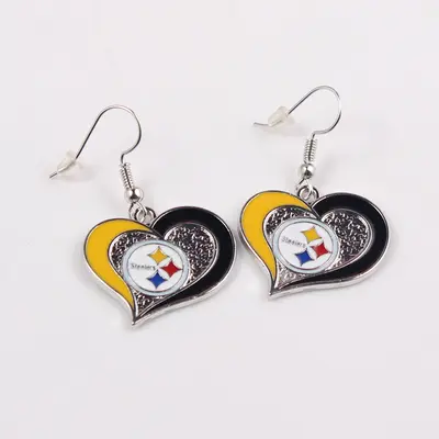 NFL Heart-Shaped Enamel Drop Earrings with Team Logos - 7