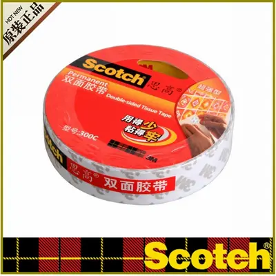 Genuine 3M Scotch 300C Double-Sided Paper Tape, Transparent - 9