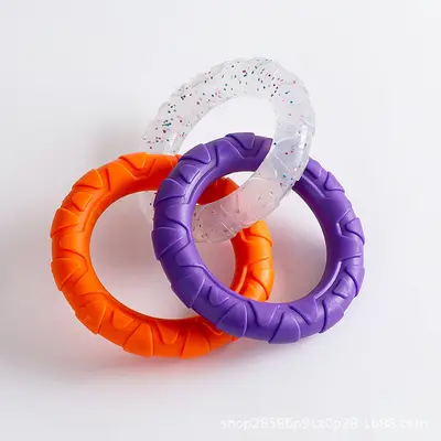Dog Chew Toy, Durable TPR Teeth Cleaning Toy, Three-Ring - 8