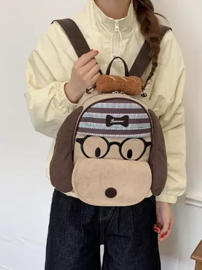 Korean Style Cartoon Puppy Backpack for Women, Large Capacity Student Schoolbag - 3