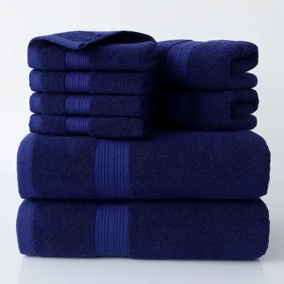 Towel set 3-piece or 6-piece with edge binding