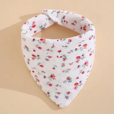 Cross-border baby drool towel type A four-layer crepe cartoon snap feeding bib baby triangle towel newborn feeding bib - 12