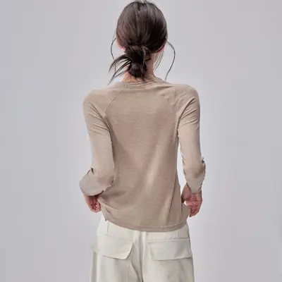 Merino Wool Long Sleeve Yoga Top for Women, Stretchy and Soft - 5
