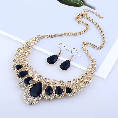Cubic Zirconia Necklace and Earring Set, Elegant Design