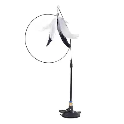 Automatic Cat Teaser Wand, Feather Suction Cup, With Bell - 5