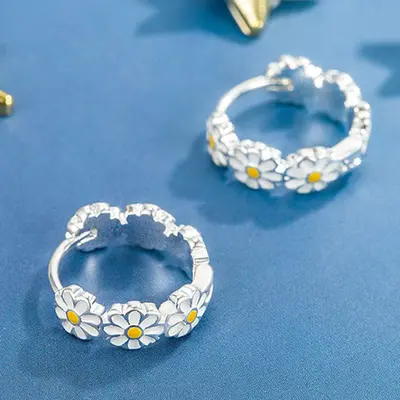 Gänseblümchen-Ohrringe Damen Blütendesign elegant - 6