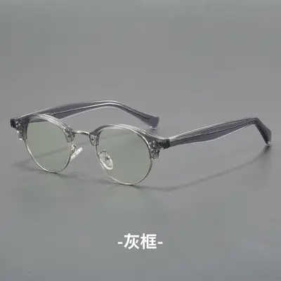 Unisex Retro Tortoiseshell Semi-Rimless Glasses Frame - 9
