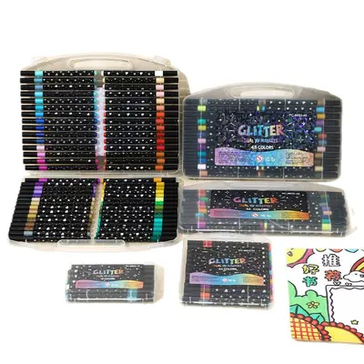 Einzelkopf-Glitzer-Notizmarker, Leuchtstift, Softspitzen-Set mit bunten Gelstiften
