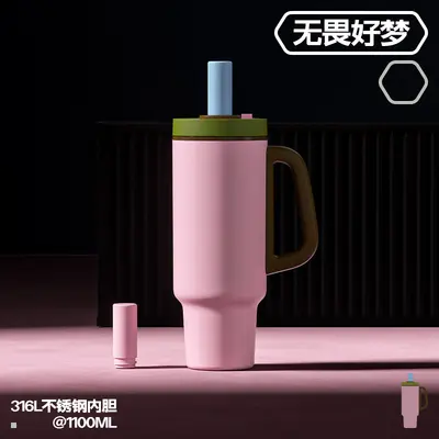 Seramik İç Katmanlı Termos Bardak, Saplı, Tek Tuşla Açılan Kapak, 1 Litre - 9