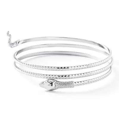 Geometric metal bracelet set, 6-piece leaf design - 6