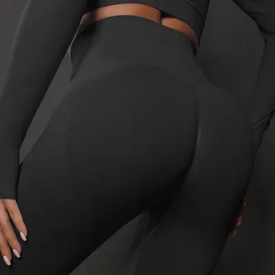 Sınır ötesi dikişsiz gülen yüksek belli sıkı yoga pantolon şeftali kalça eğitim yoga pantolon kadınlar için spor koşu fitness pantolonları - 7
