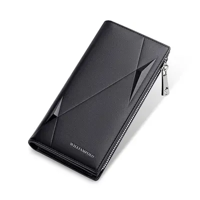 Men's Genuine Leather Long Wallet, Zipper, 19 Card Slots - 7