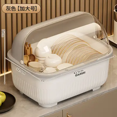 Kitchen cabinet with lid, dishware storage, dustproof - 13