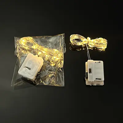Bakır tel lamba bakır tel dize LED dize ışıkları düğme pil kutusu lamba el sanatları kapalı dize ışıkları yanıp sönen ışıklar - 8