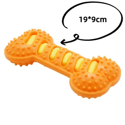 Durable Rubber Dog Chew Bone, Teeth Cleaning and Training, Squeaky - 8