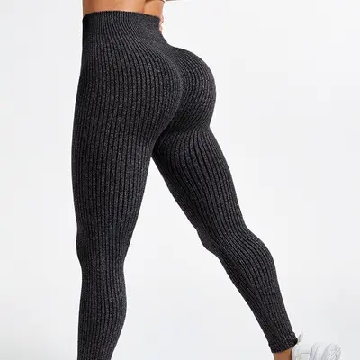 新品爆款AB纱螺纹无缝瑜伽裤健身裤户外紧身裤运动长裤女leggings