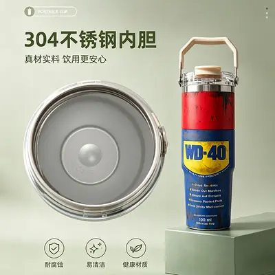 W-40 Doppeltrinkbecher, Edelstahl 304, 30 oz, mit Strohhalm