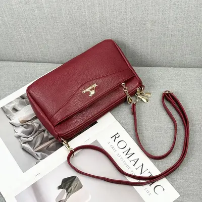 PU Women's Bag Large Capacity Multi-Layer Crossbody Bag Shoulder Bag Versatile Patchwork Bag - 9